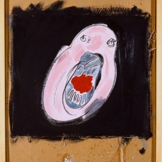 pig head 1983, oil on canvas and cardboard